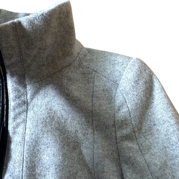 Zara Gray Wool Coat ASO Pippa Middleton L Full Zip Midi Stand Collar Grey Gray - Picture 4 of 11